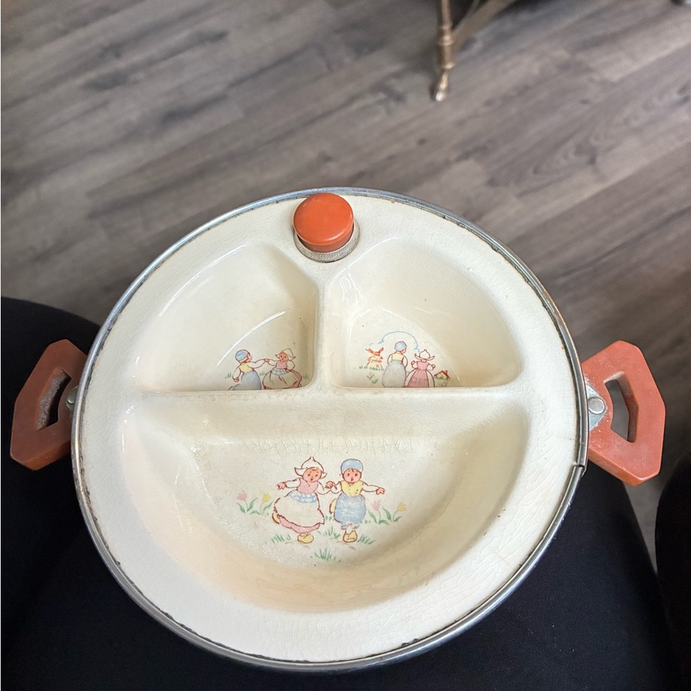 Vintage Kids Divided Plate with Orange Accents